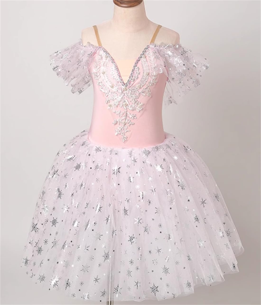 OTMYIGO Robes Tutu de Ballet pour Filles, Robe de Concours de Danse, Tenue de Patinage féerique pour Enfants, Costume de Danseuse de Salle de Bal