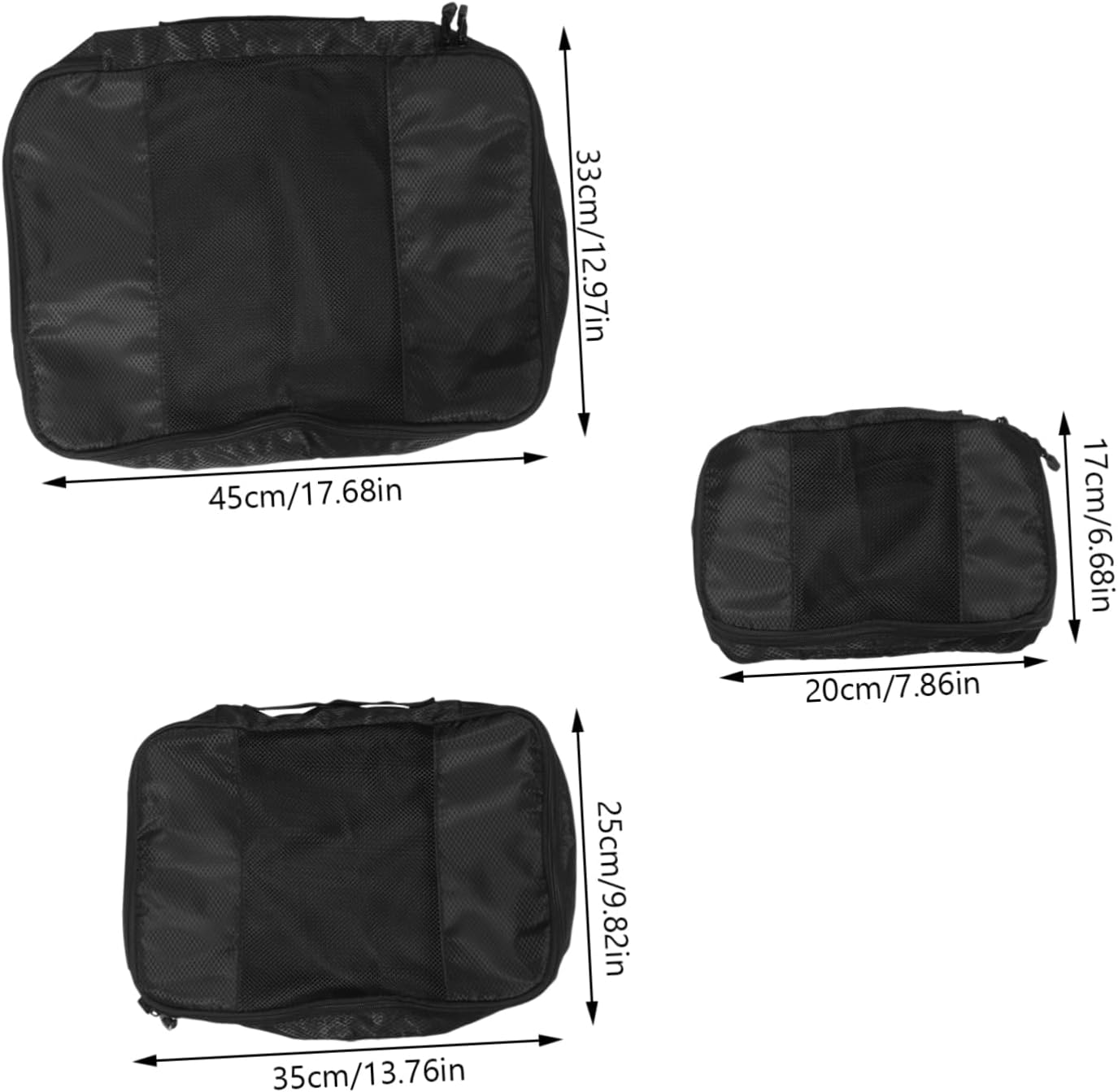 3個 旅行用オーガナイザー ポータブル トイレタリーバッグ 衣類収納 軽量 圧縮パッキングキューブ 旅行用 荷物整理用/37374
