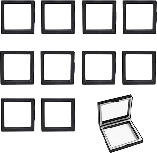 Black 3D Floating Frame Display Set of 10 - Challenge Coin Holder & Floating Display Case for AA Medals, Military Medals, ...