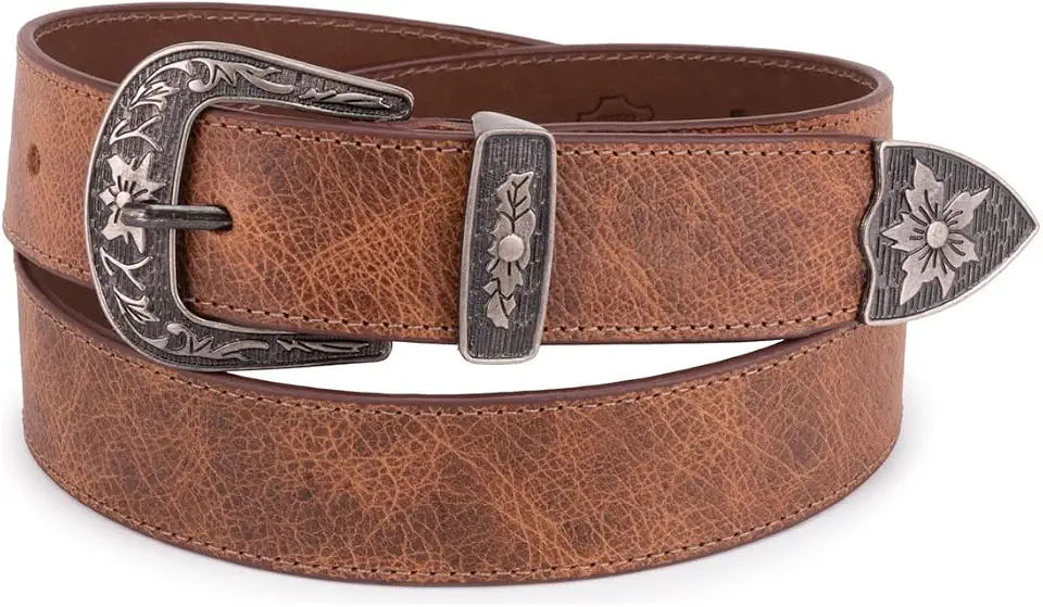 Cinto Country Feminino 100% Couro Legítimo Fivela Floral