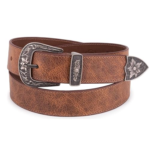 Cinto Country Feminino 100% Couro Legítimo Fivela Floral