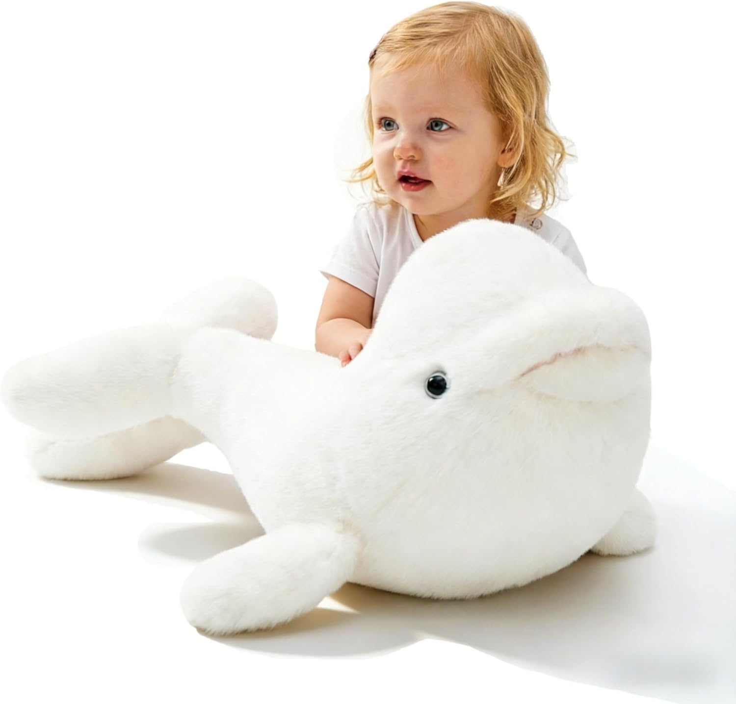 Tezituor Giant Beluga Whale Stuffed Animal, Stuffed White Whale Plush Toy, 31inch Soft Cuddly Huggable Orca Stuffed Animal Fish Sea Animal Kids Boys Girls on Easter Valentines Birthday