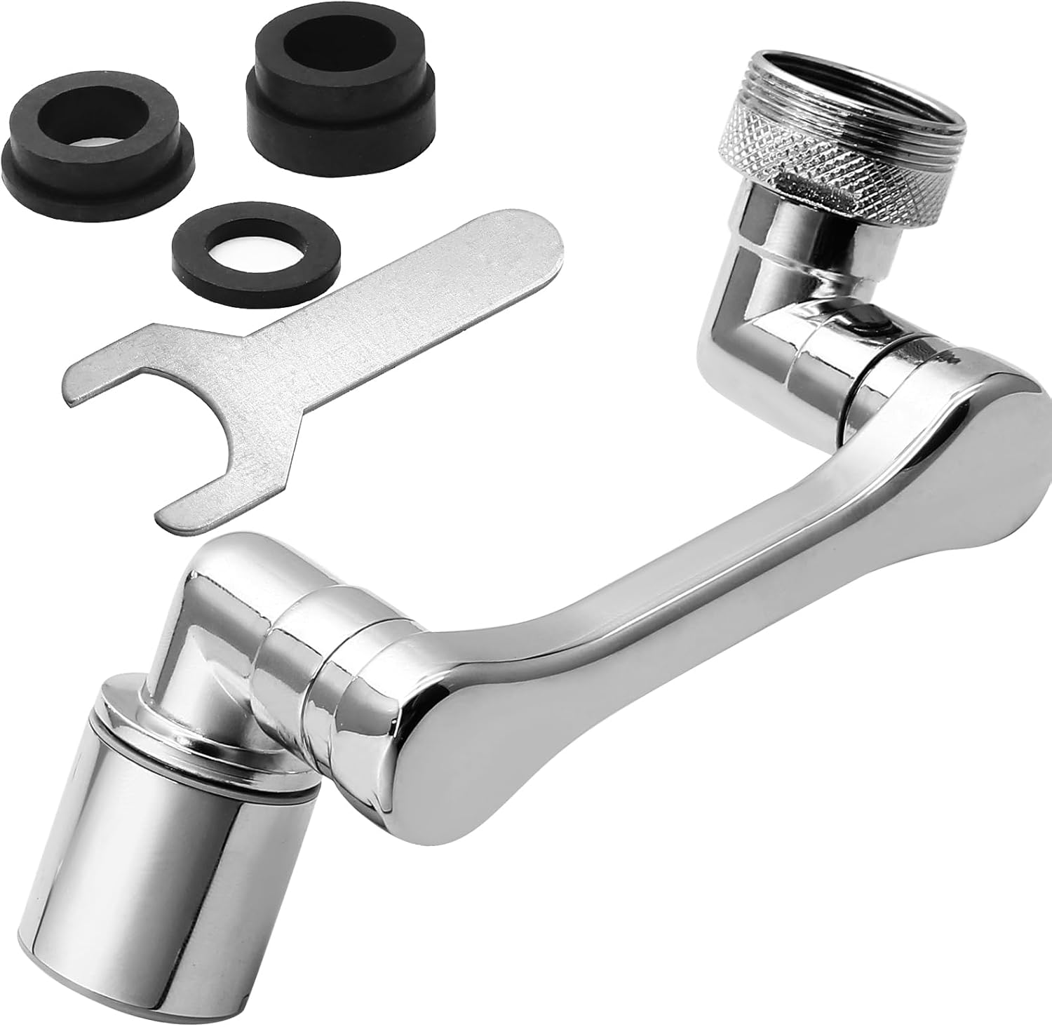 Biaungdo 1 Pack 1080° Swivel Faucet Extender, 2 Sprayer Modes Water Filter Extension, 360° Swivel Robotic Arm Faucet Aerator, Universal Multifunctional Sink Faucet Adapter for Kitchen & Bathroom