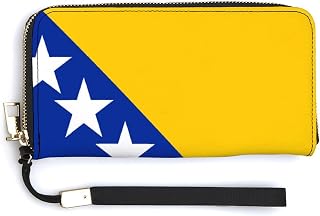 Bosnia Herzegovina Flag PU Leather Clutch Long Bifold Wallet, Coin Purse Credit Pass Case, Durable Card-Holder Money Storage for Women Men