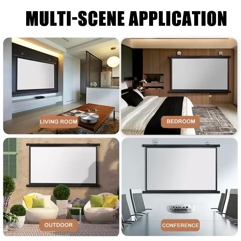 Schermo di Proiezione Pieghevole 4k HD Telo Proiettore Portatile 4:3/16:9, Senza Pieghe Schermo Videoproiettore per Home Cinema Cinema Esterno(60inch-16:9)