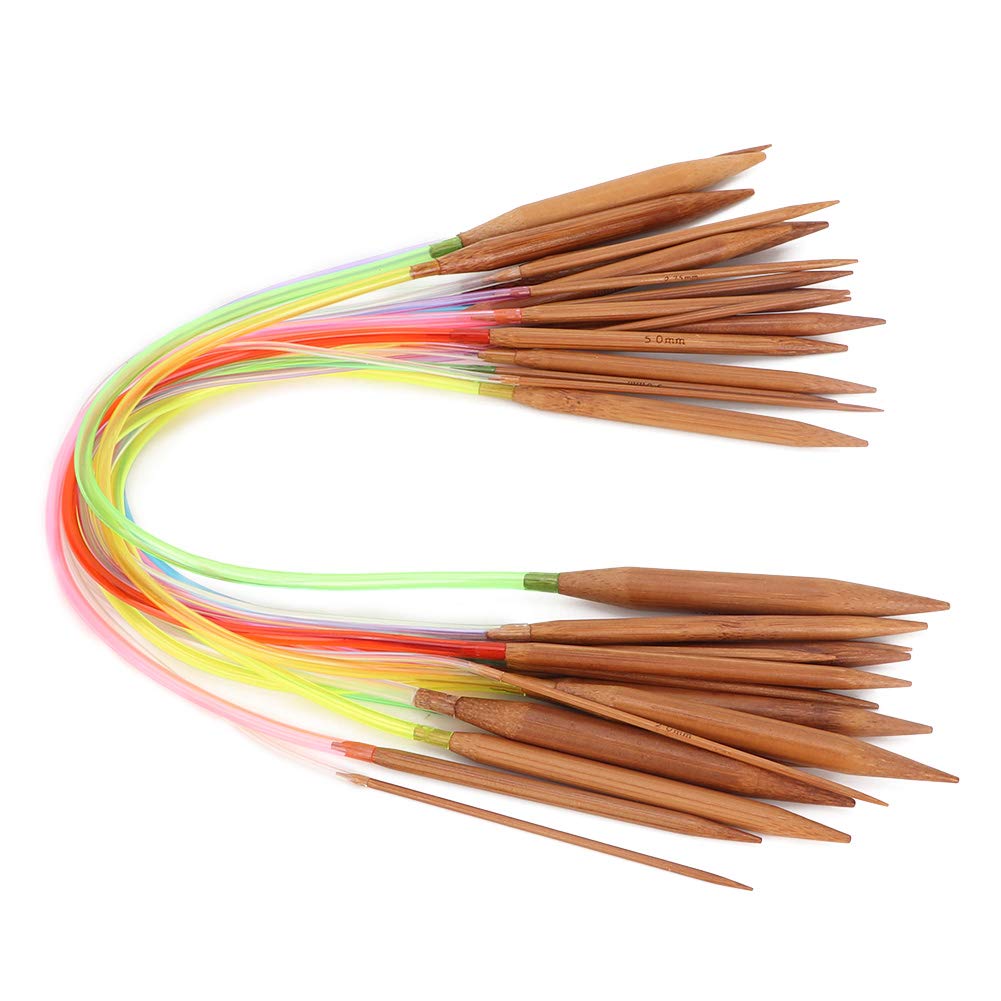 Jelquix Carbonized Bamboo Sweater Needles Multicolor Double Annular Knitting Needles for Creative Projects 18 Piece Set 2-10MM (60CM)