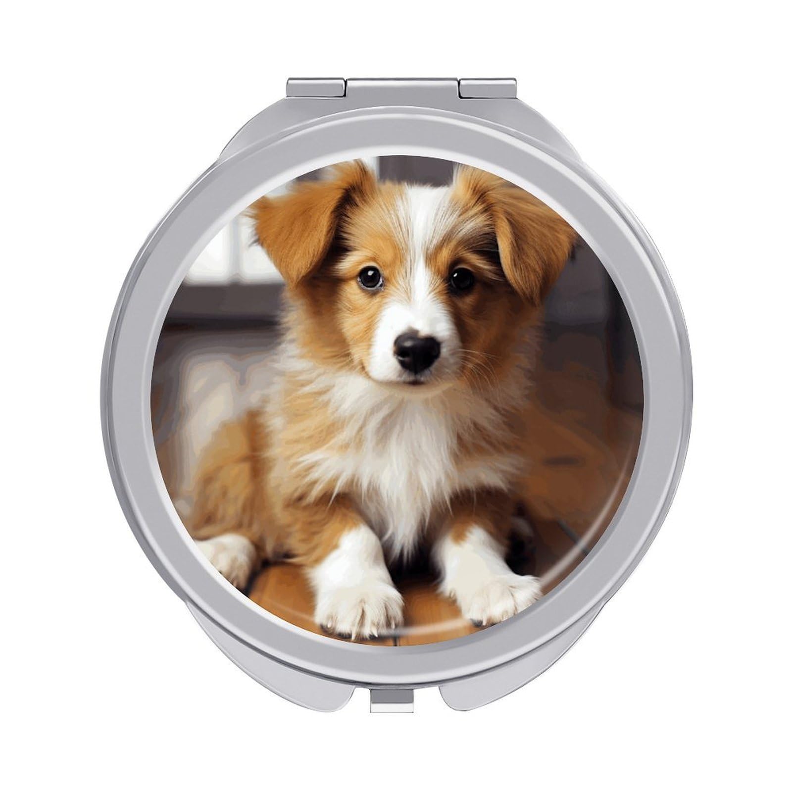 JTREHY Cute Puppy Dog Makeup Mirror Portable Folding Mirror Compact Travel Mirrors 2-Sided Round Pocket Mirrors Cute Handheld Beauty Mirror for Handbag Purse for Women Gift