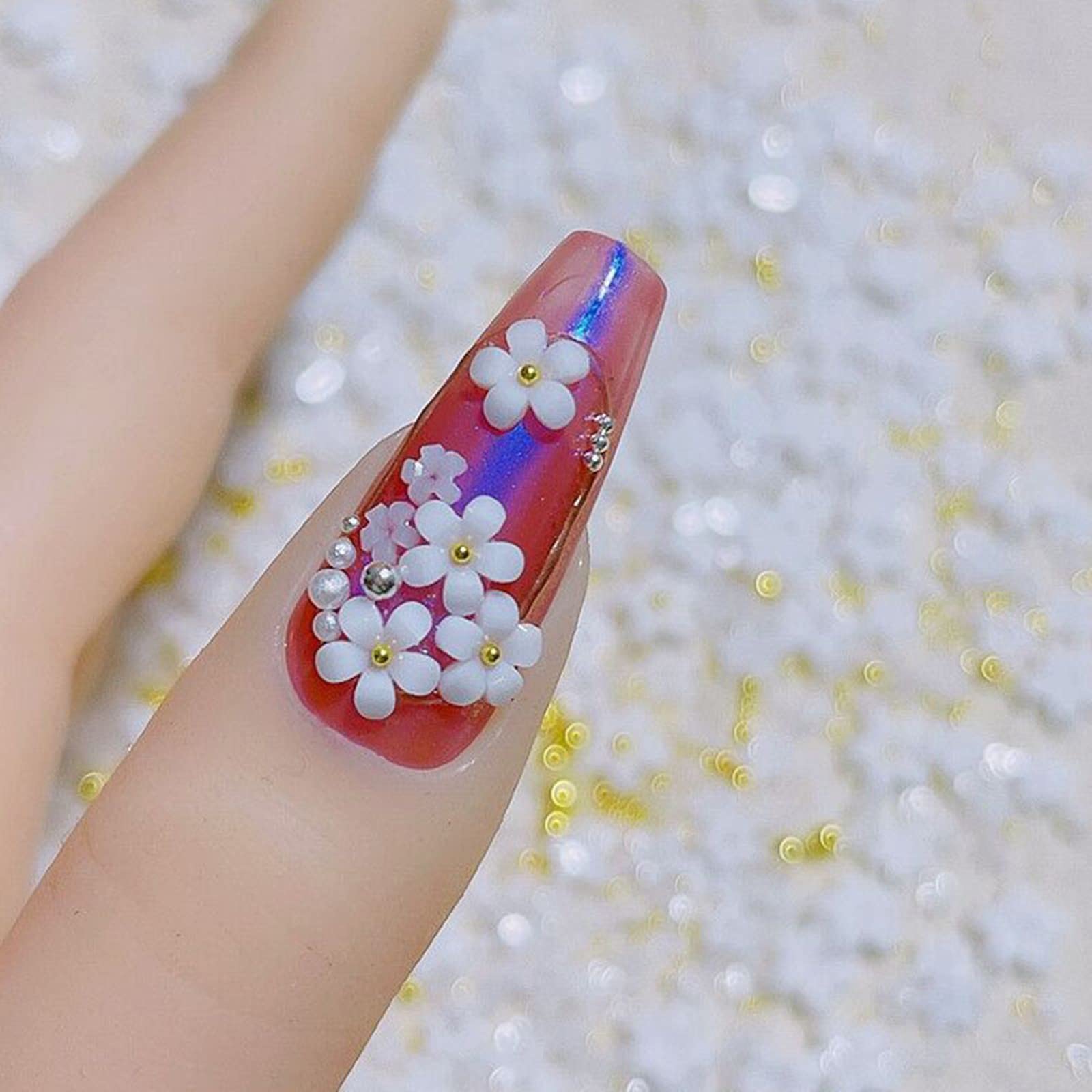 Huoflame 3D Blumen-Nagelcharms – 50 Stück, Eistransluzent, Aus Harz, Für Gel-Nägel & DIY