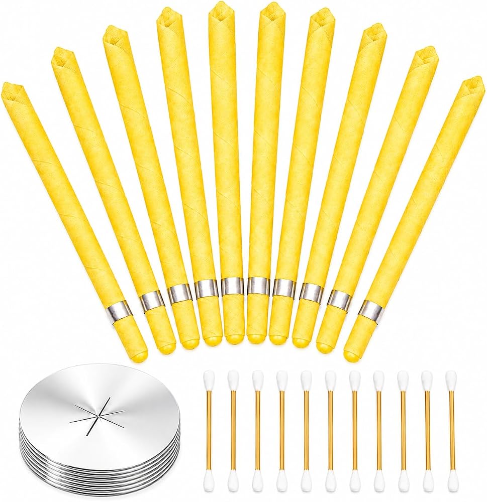10‑Piece Ear Canldes Cleaning Tool Set, Simple Cleaner Includes Cotton Swabs, Easy to Use (Yellow) — 사진 1