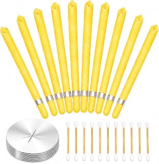 10‑Piece Ear Canldes Cleaning Tool Set, Simple Cleaner Includes Cotton Swabs, Easy to Use (Yellow)