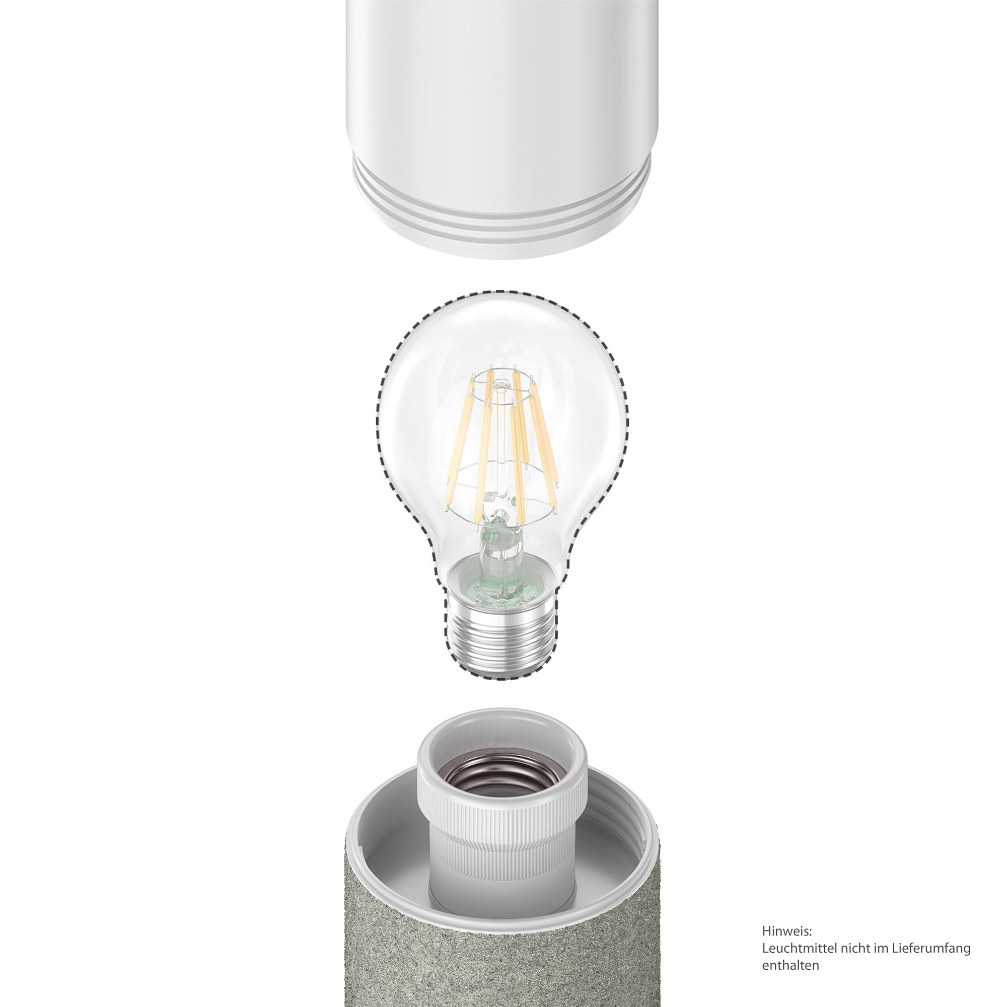 ledscom.de 4x Wegelicht/Pollerleuchte PORU für außen, IP44, 40 cm, grau (Stein-Optik), 1x E27 max. 40W