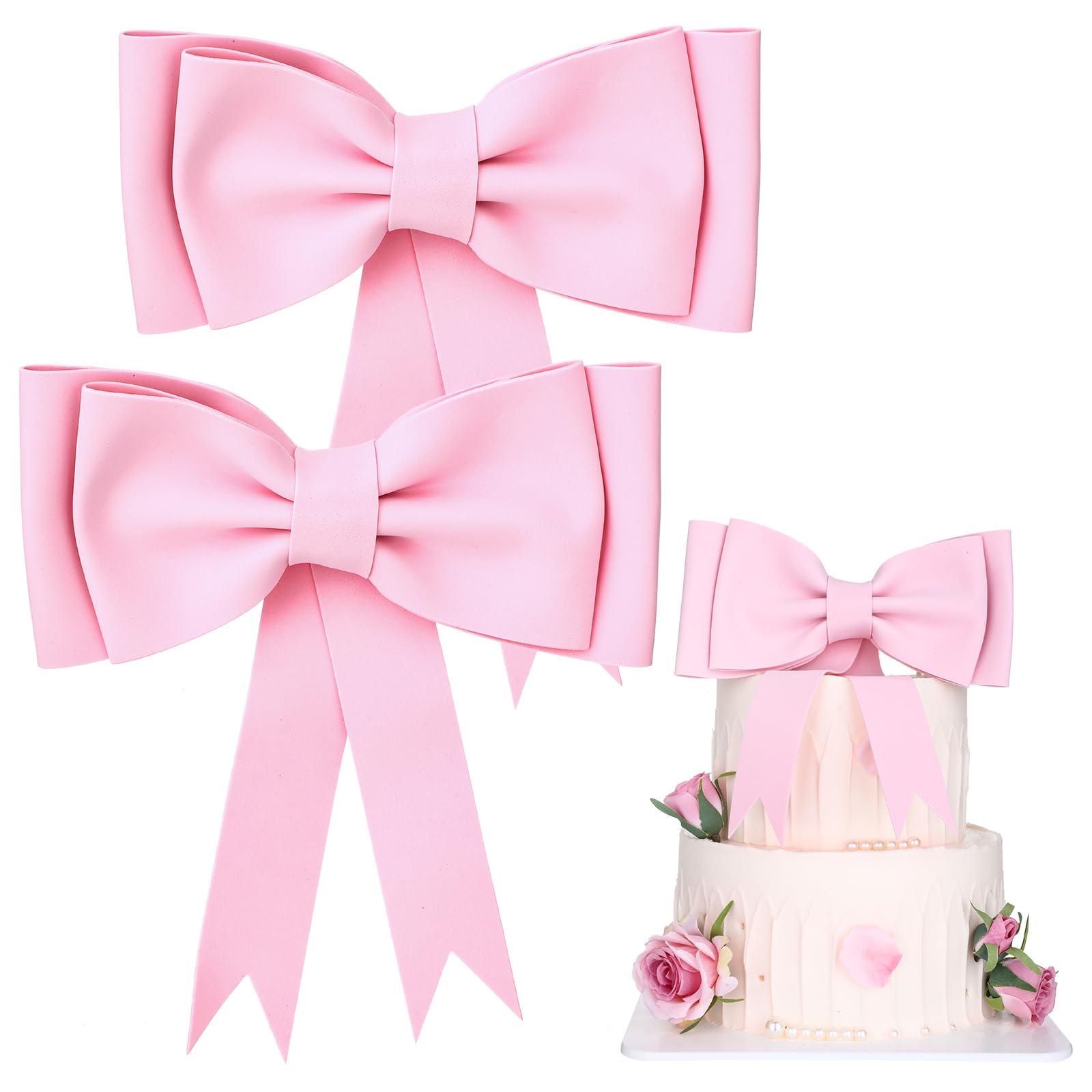 24 Pz Decorazioni per Cupcake con Fiocco Rosa, Decorazioni per Cupcake con Fiocco di Carta Graziosi Decori per Torte da Dessert per Decorazioni per Feste di Compleanno Matrimoni per Ragazze