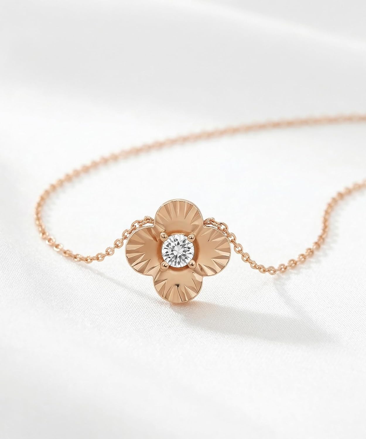 2 Sides Clover 18K Rose Gold Plated 925 Sterling Silver Pendant Necklace for Women, Four Leaf Clover Mother of Pearl Necklace, Trendy Jewelry Gift for Women