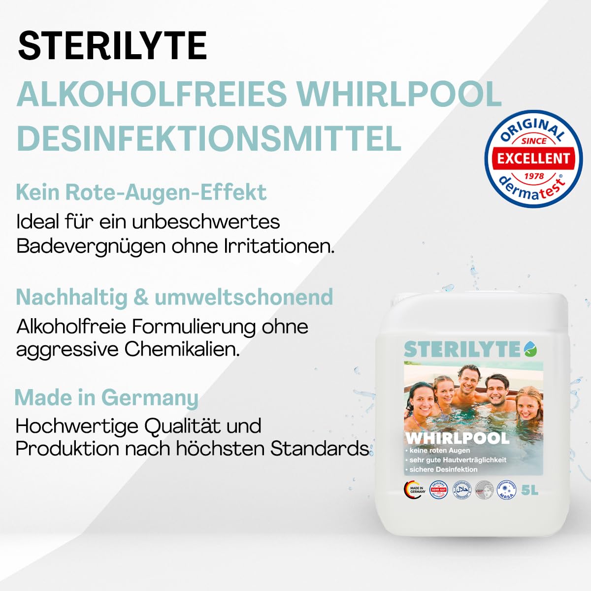 5L Wasser Desinfektions Konzentrat – Hot Tub Desinfektionsmittel, ideal auch für Pools & Planschbecken – Poolreinigung Wasserpflege – Reingungsmittel für Pool (Whirlpool)