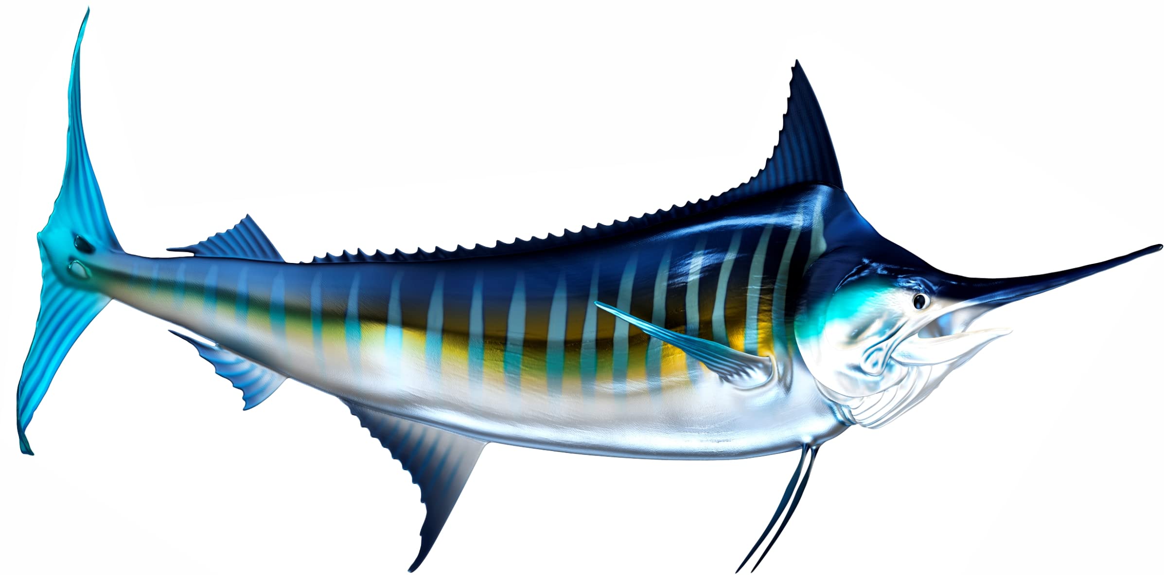 White Marlin Beautiful Fish Decal | Fishing Decal for Boat, Car, Vehicle, Truck Etc. | Waterproof Vinyl Sticker | Many Sizes & Styles Available | 12