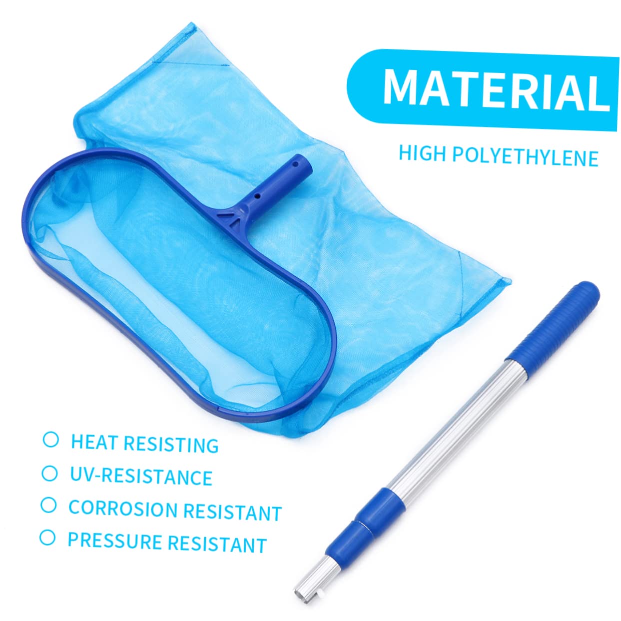UKCOCO Red de Limpieza para Piscina 3x35 Cm Azul con Varilla Extensible