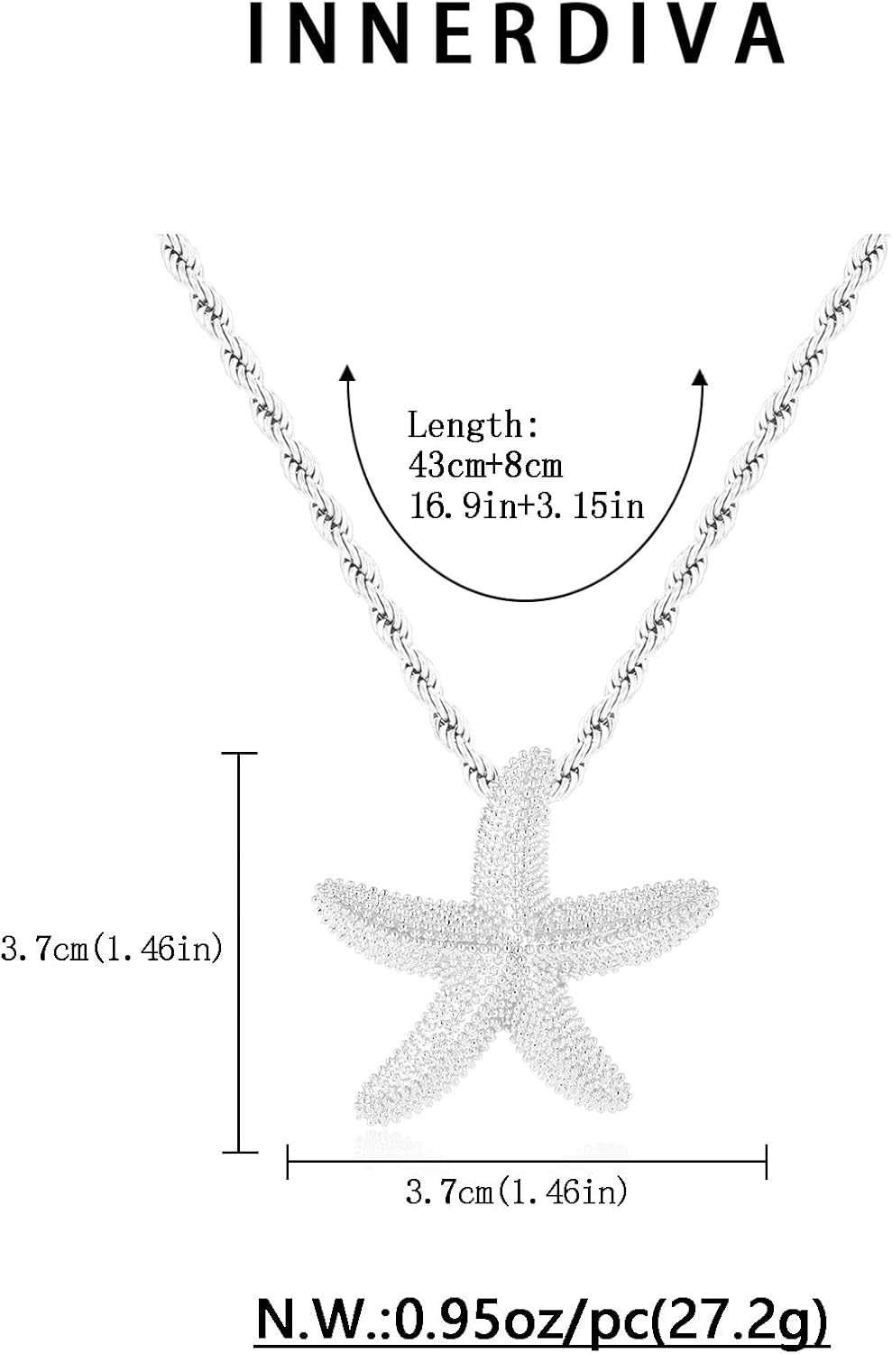 Delicate Starfish Pendant Necklace, Gold and Silver Tone Twisted Chain Beach Jewelry for Women - Summer Ocean Inspired Adjustable Necklace - Image 4