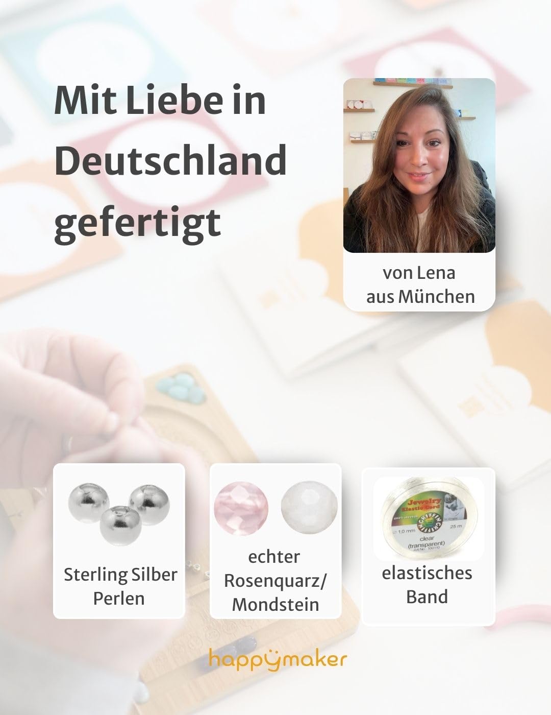 happymaker Elastische Ringe, Fidget 925 Silber Ring mit echten Edelsteinen, handgemacht in Deutschland, Shade Anxiety Ring, Damenring in zwei Größen