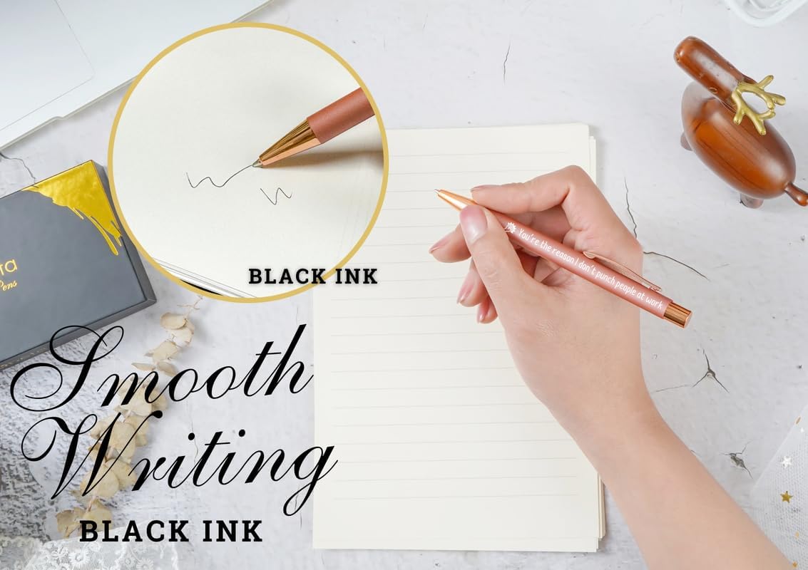 InnoBeta Farewell Gifts for Coworkers, Ballpoint Pen Set of 4, Coworker Leaving Goodbye gifts for women, Cool Funny New Job Presents for Birthday, Christmas - Punch - Gold - Image 4