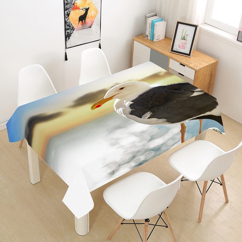 Tovaglia Rettangolare FANSU 140x160cm – Impermeabile, Antimacchia, Con Disegno 3D Gabbiano, Per Cucina E Giardino