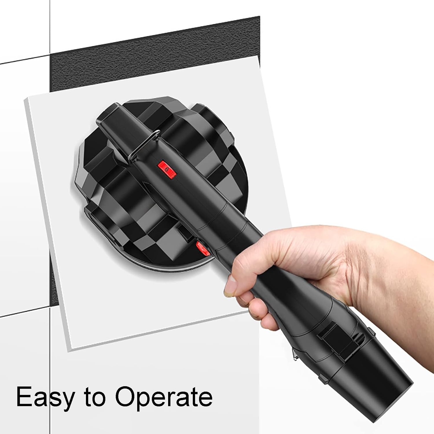 Tile Automatic Leveling Machine, Tiling Suction Cup for Leveling Handheld Vibrator, Hook Design 6 Speeds Adjustable, 12000r/min 12V, Max 100kg (Size : 2 Batteries) ()