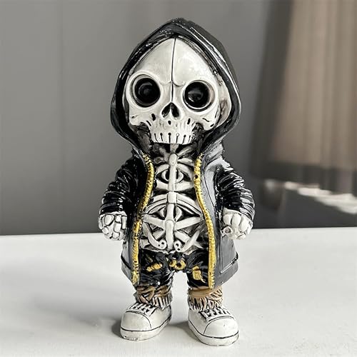 Miniatura 9 de 4 piezas de decoración de Halloween, estatua de calavera, espeluznante decoración del hogar, estatuas de esqueleto de Halloween, juego de decoración