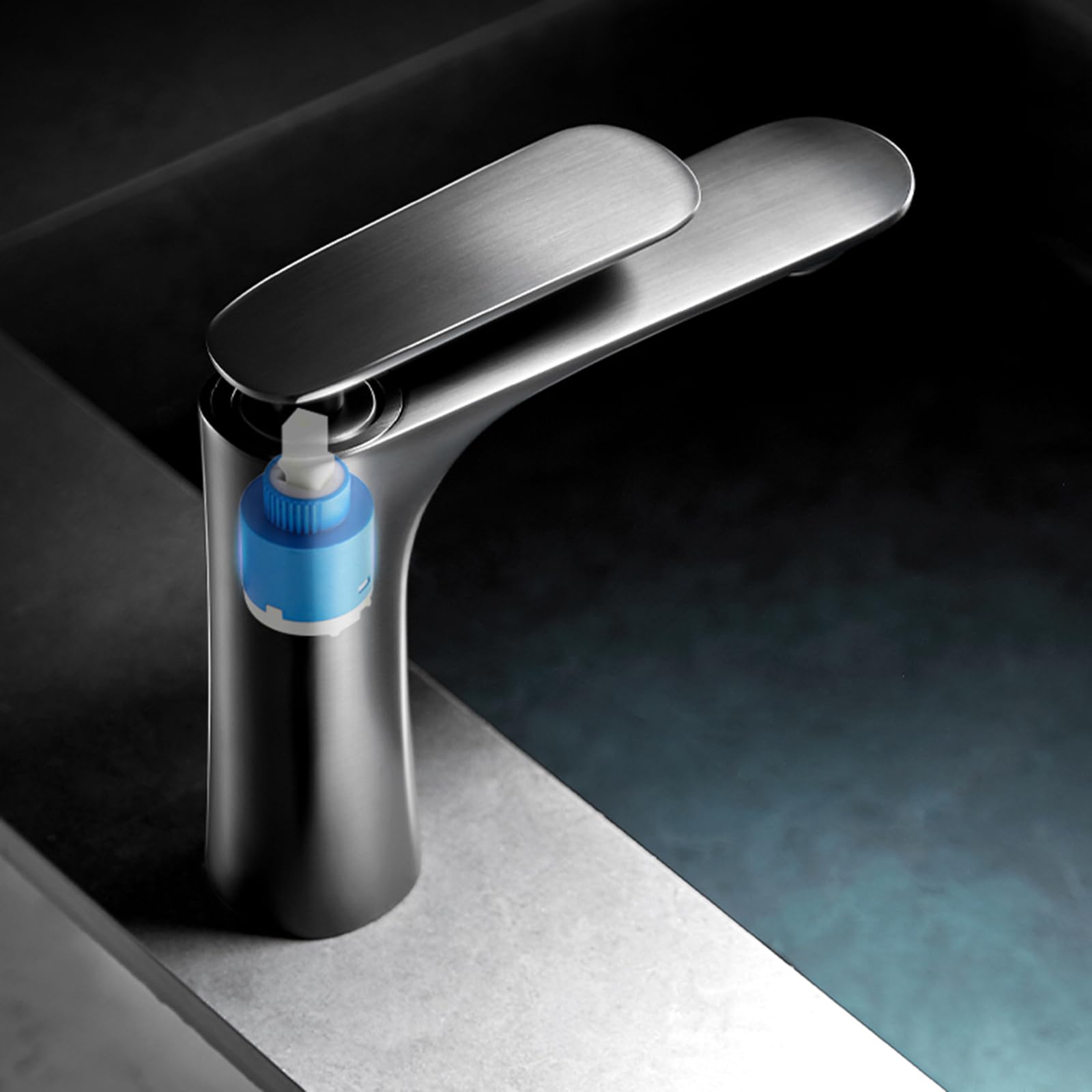BiaoTeng Waschbecken Hahn Bad grau Einhebelmischer Waschbecken Einhebelmischer Badezimmer Mischbatterie Waschbecken Bad, grau