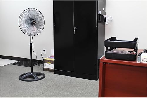 Miniatura 5 de K Tool International 77733; Ventilador de pedestal de 18 pulgadas; para uso comercial y residencial, motor de 3 velocidades, aspas anchas de