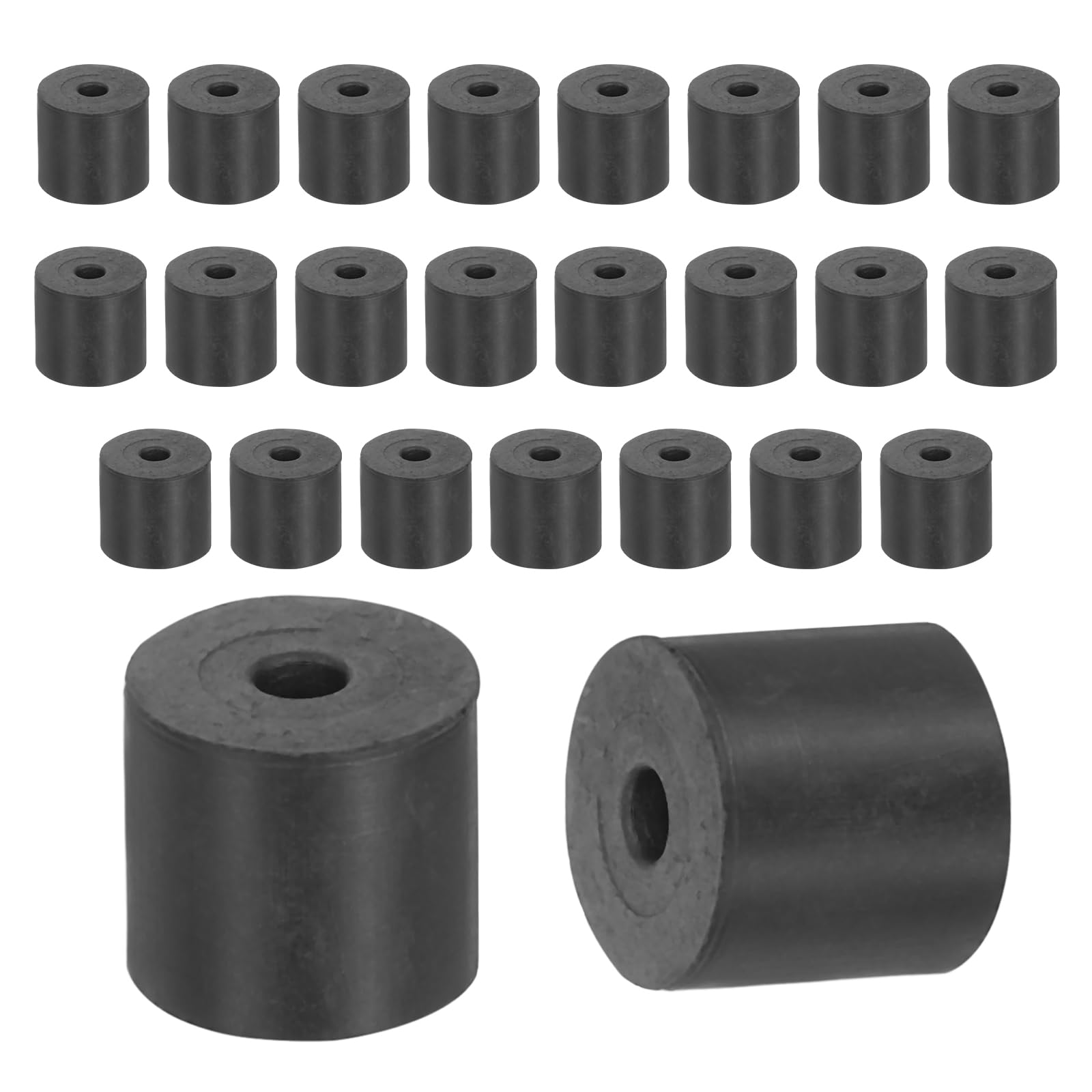 sourcing map 25Pcs Rubber Spacers, 16mm OD, 4mm ID, 15mm Thick Black Round Anti Vibration Rubber Pads Isolation Bushings Washer for Home Cars Boat(0.63"OD x 0.16" ID x 0.59" Thick)