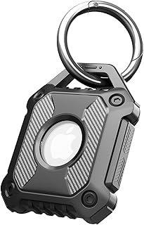 Airtag Holder, IP68 Waterproof AirTag Keychain, Durable Scratch/Impact Resistant Airtag Case, Protective Air Tag Case Compatible with Apple for Dog Collar, Backpack, Keys, Luggage, Pets, Black