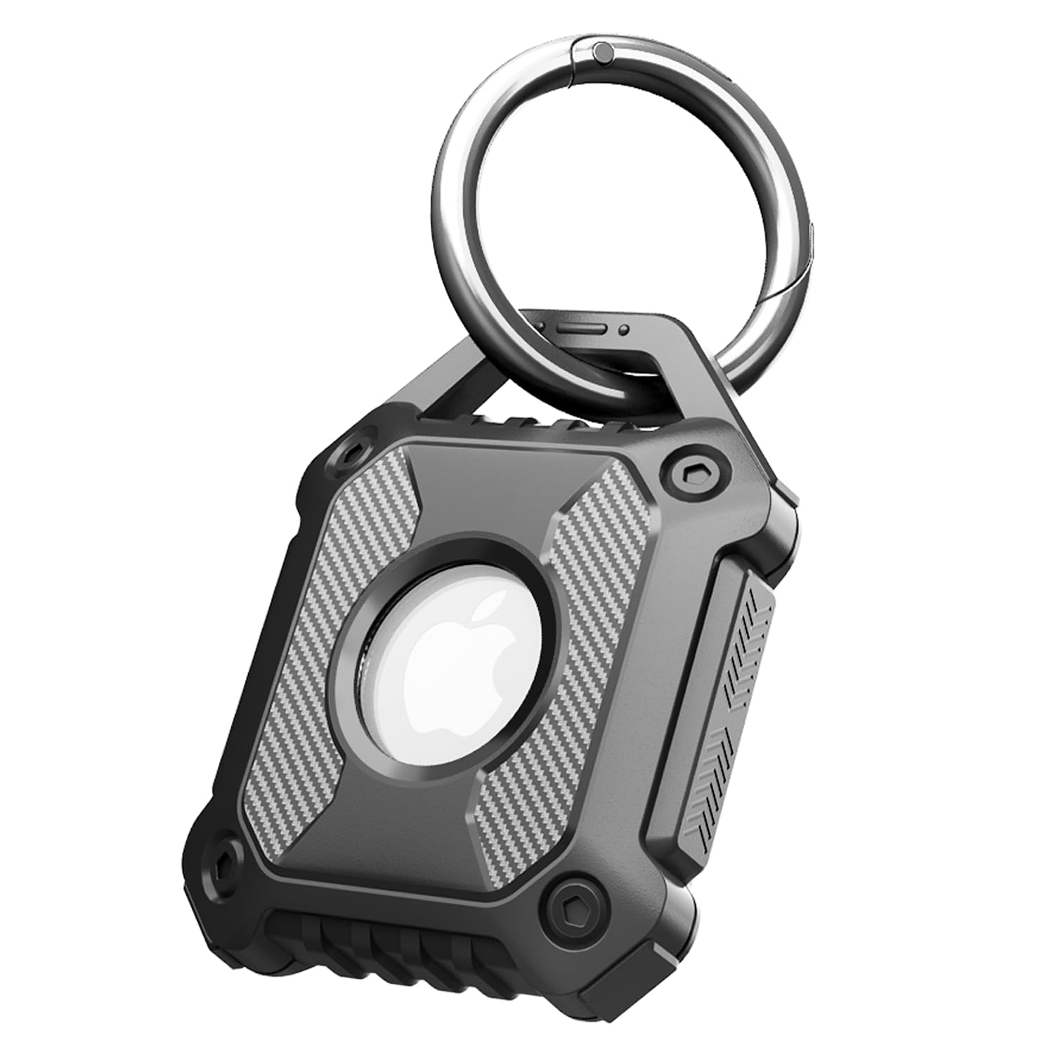 AirTag Holder, IP68 Waterproof AirTag Keychain, Durable Scratch/Impact Resistant Airtag Case, Protective Air Tag Case Compatibility Apple for Dog Collar, Backpack, Keys, Luggage, Pets, Black