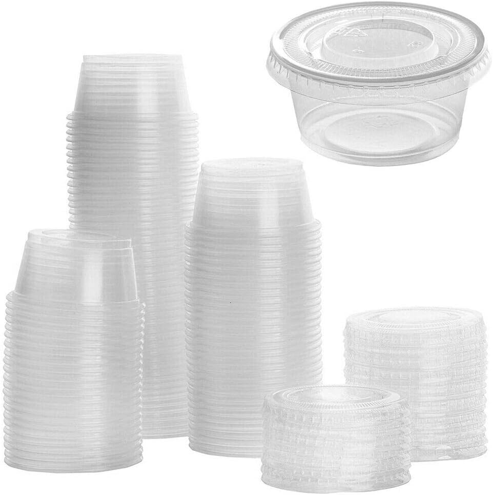 40PC Clear Sauce Containers w/Lids Disposable Cups Dressing