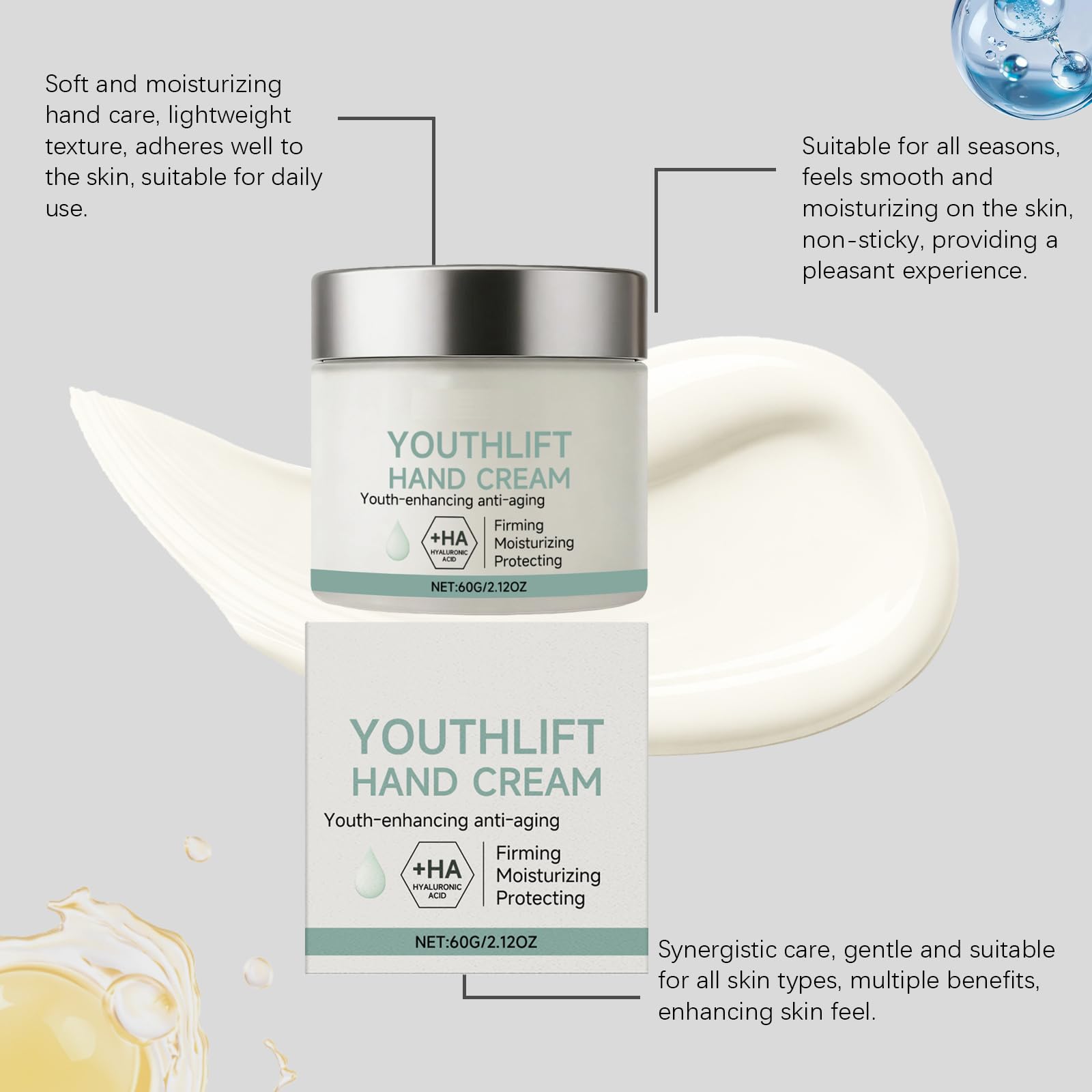 Crema de manos Youthlift para manos secas, loción hidratante no grasa, loción antienvejecimiento para manos con ácido hialurónico, cuidado nutritivo y reparador para manos secas (8pcs)