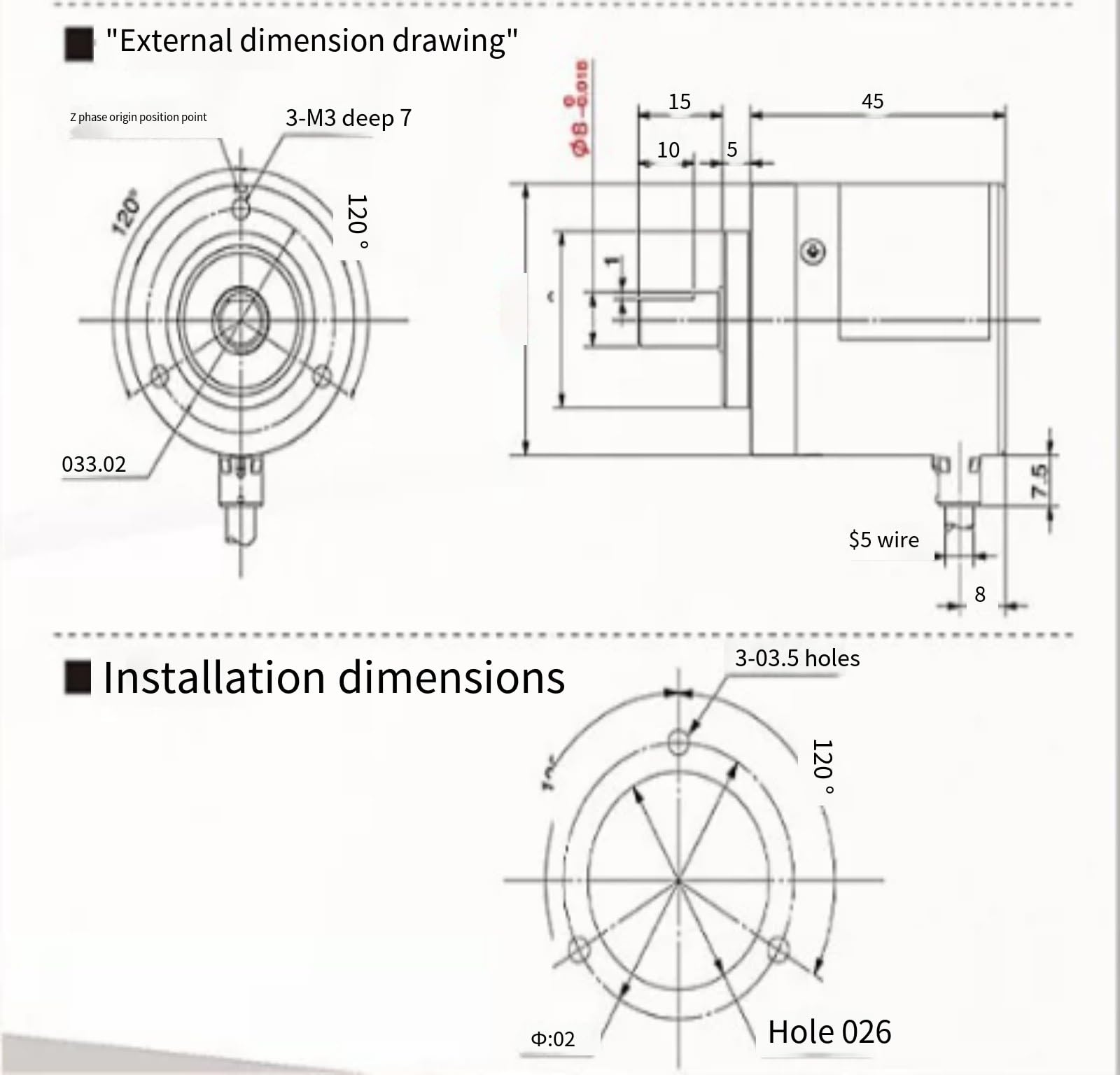 Codeur rotatif incrémental E6B3-CWZ5G 300-3600P codeur angulaire incrémental(360P/R)