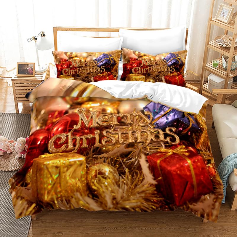 Housse de Couette 220x240 Noël Doré pour Créer une Ambiance de Fête Chaleureuse dans Votre Chambre