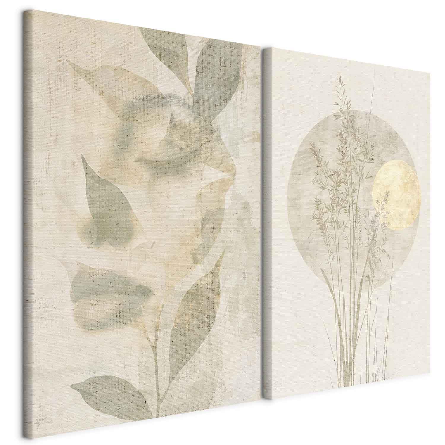 murando - Akustikbild Bilder XL Set Florale Abstraktion Kunstdruck auf Leinwandbild 80x60cm 2 Teilig je 40x60cm Collage 2er Kunst Wandpaneele Schalldämmung Leinwandbilder Dekoration - a-H-10150-b-a