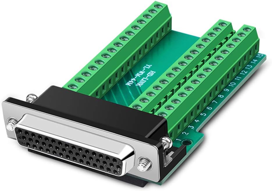 DB44 Solderless Connector, Female D-SUB to 44-pin Port Terminal Adapter Breakout Board with Bolts