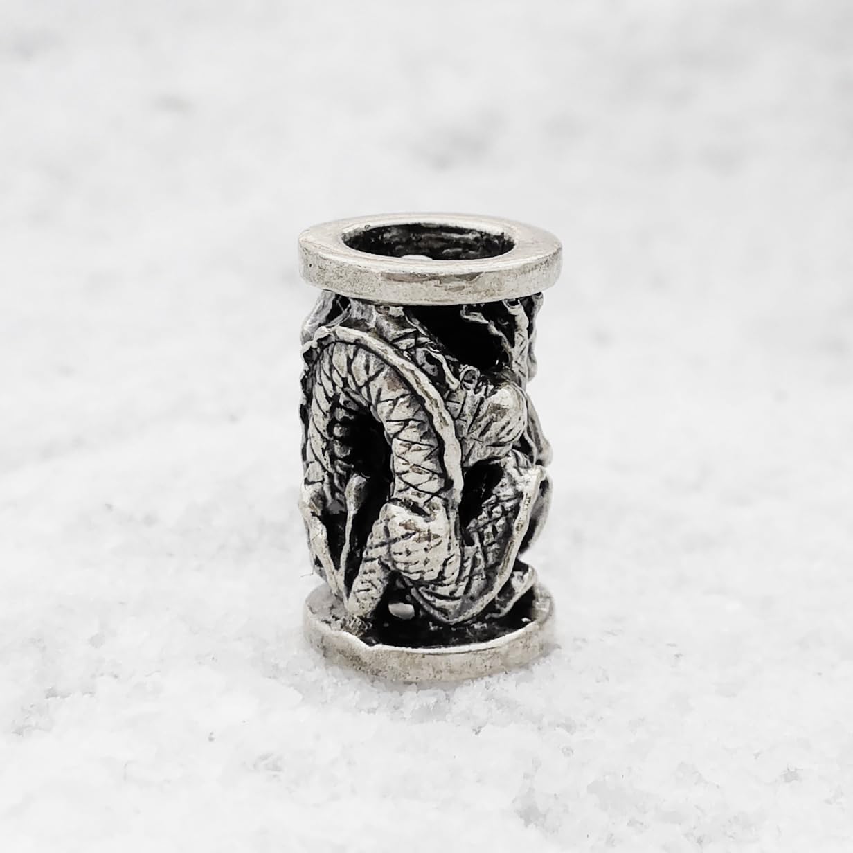 СooB EDC Paracord Bead, Knife Lanyard Bead, Beard Bead, Pendant Animals Collection. Metal Hand-Casted Paracord Beads Charms for Paracord Lanyards Bracelets 1Pcs/Lot (Dragon Silver)