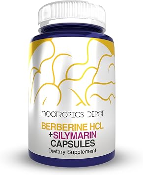 Nootropics Depot Berberine HCL + Silymarin Capsules | 500mg + 90mg | 60 Count | Supports Cellular Function, Metabolic Function