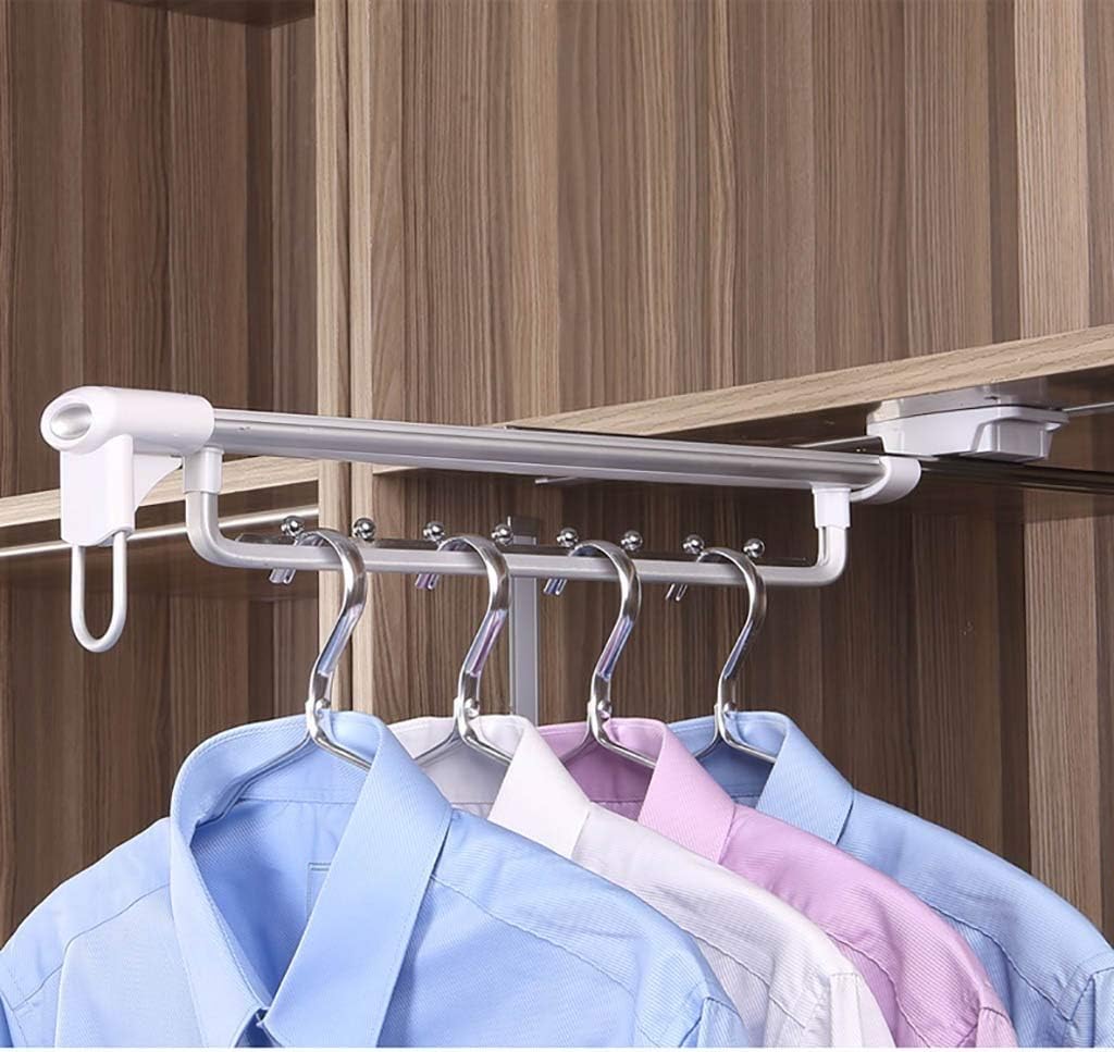 Metal Pull Out Wardrobe Coat Hanger,Extendable Hanger with Ball Sliding Rail,Closet Organizer Rack Used for Trousers Pants Shirt Storage-White (Size : 465x53x125mm) Decoration