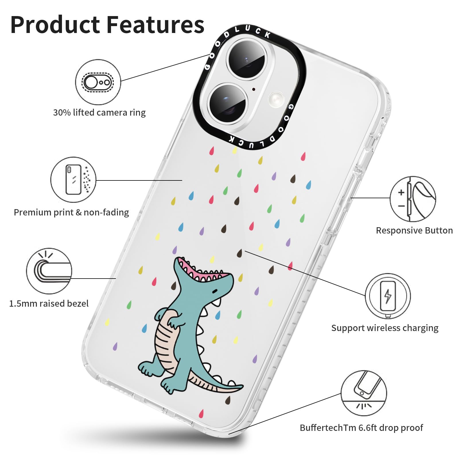 Xylota 2 Piezas Funda para iPhone 17 6,3", Transparente Carcasa con Divertida Dibujos Animados, Suave Silicona Ultrafina TPU Bumper Antichoque Protección Case Cover para iPhone 17 — view 4