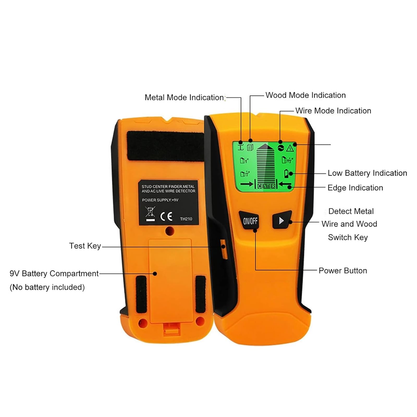 TsoLay Detector De Metales De Pared, Detector Digital LCD Multifuncional, Función De Alarma, hasta 76 Mm (3"), para Madera, Cable De CA, Vigas Metálicas, Tuberías
