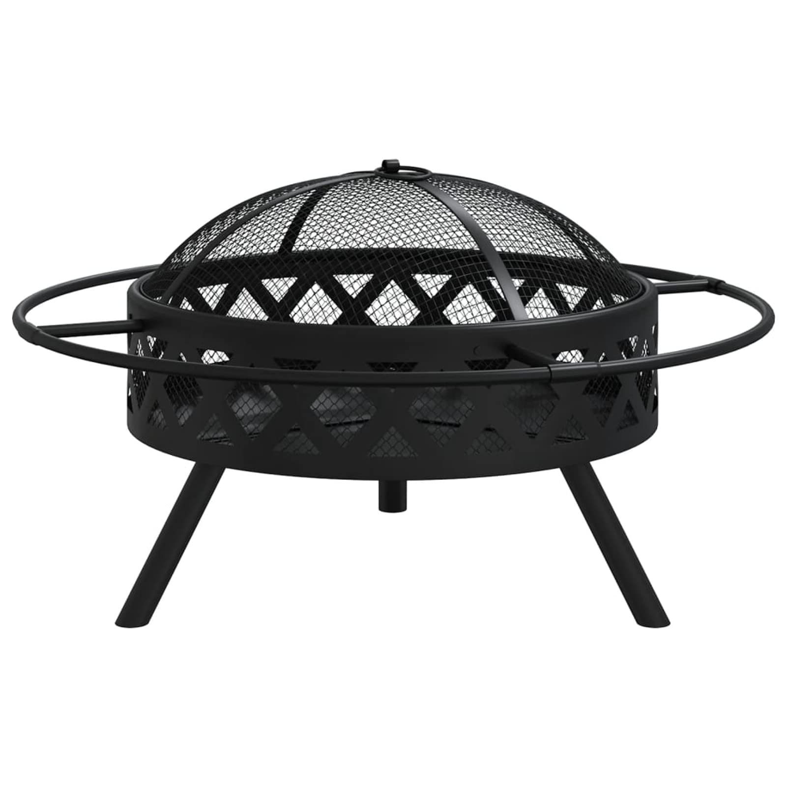 Ognisko z pokerem, 70 cm, XXL, stal, palenisko, składane, na zewnątrz, ogród, patio, grzejnik, grill, miska kempingowa, grill z pokerem, ruszt