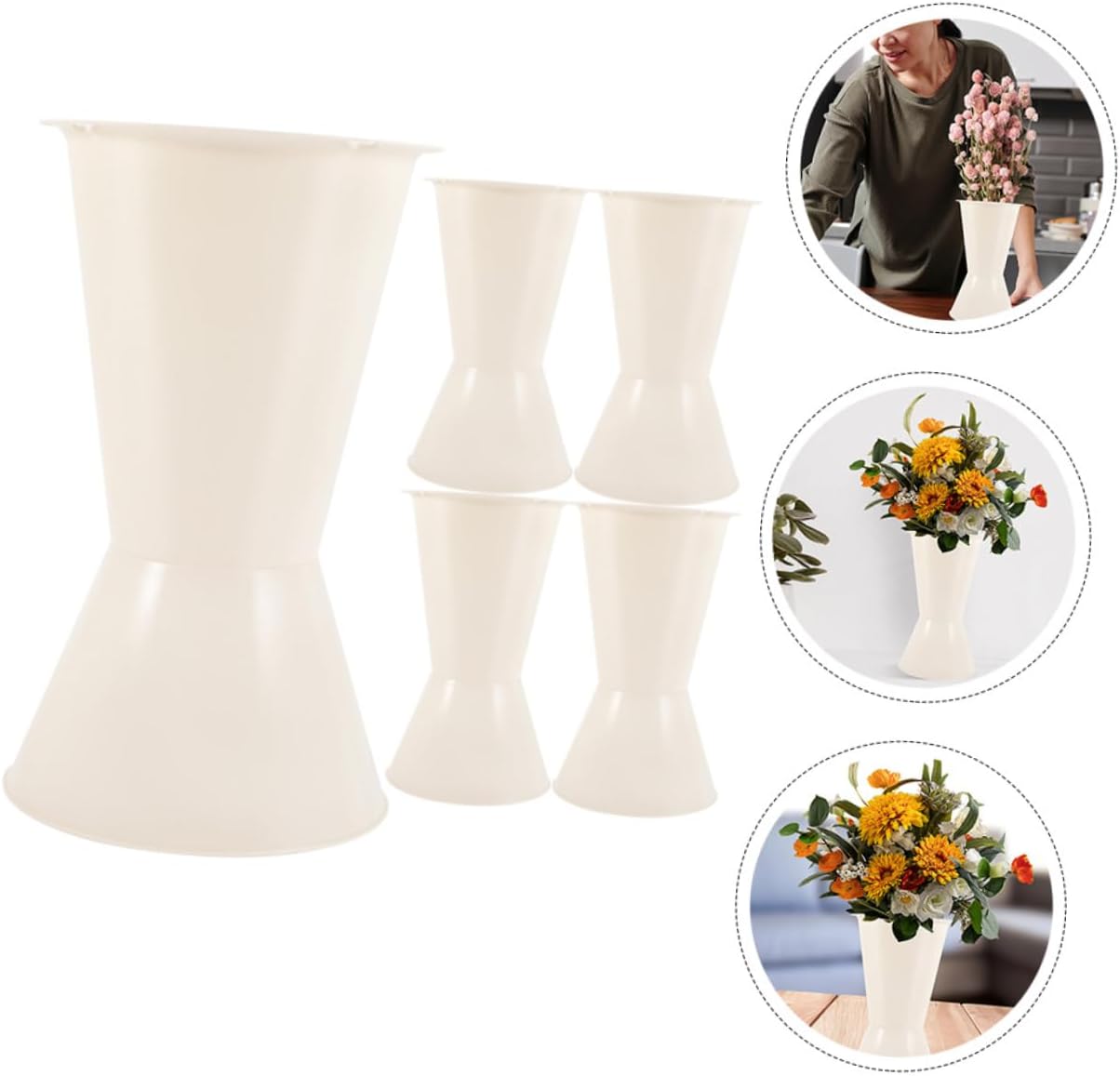 NUOBESTY 5pcs Bouquet Holder Set for Artificial Flowers Colorful Floral Base for Weddings Bridal Bouquets Table Centerpieces Flower Shop Supplies