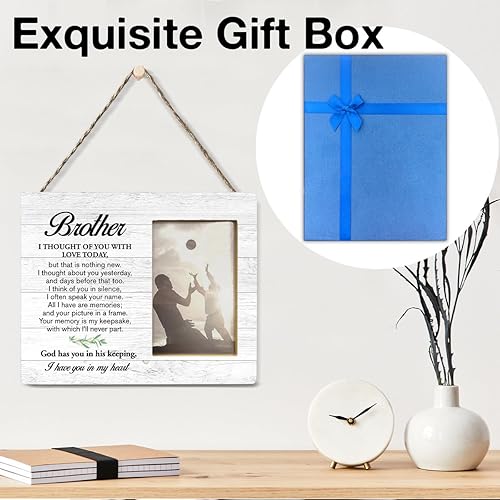 Miniatura 5 de Yuzi-n Regalos conmemorativos para hermanos, regalos de condolencias por la pérdida de hermano, marco de madera para fotos de 4 x 6 pulgadas