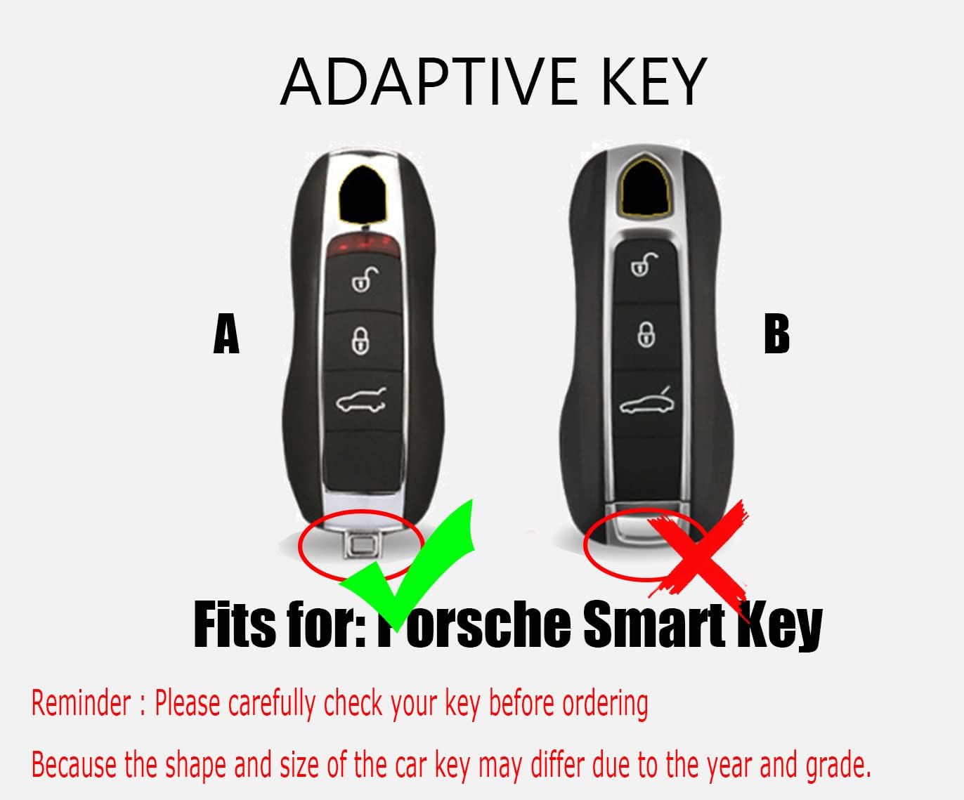 HIBEYO 4 Button Key Fob Cover for Porsche 911 Cayenne Macan Panamera Taycan Smart Key Cover for Porsche Keyless Entry Remote Shell Accessories-A Keychain Black - Image 2