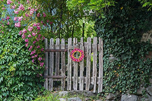 H&W Tulip Wreaths For Front Door Décor, 15'' Springtime Silk Flower Wreath For Window Wall Party Wedding Valentines Day Hanging Decorations, Orange Garland （Mc12-D1 #TOP4