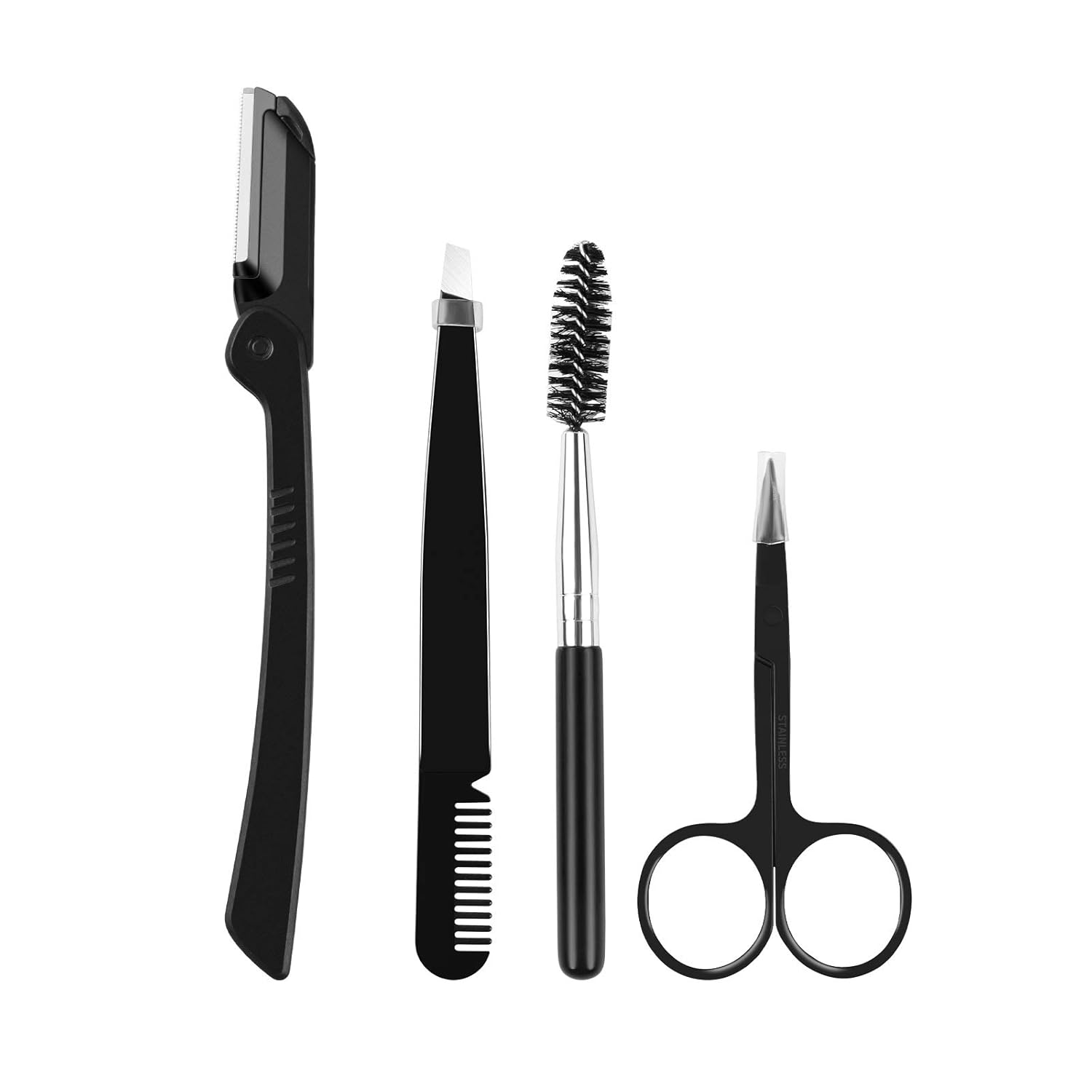 Stainless Steel Eyebrow Kit, 4 in 1 Eyebrow Grooming Set for Women Men, Eyebrow Scissors, Eyebrow Brush, Tweezers, Eyebrow Razor, Eyebrow Trim Tool Set : Beauty & Personal Care