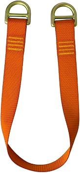 Fusion Climb 2ft 24"x1.75" Fall Safety Zipline Lanyard with Steel D Ring 23kN Orange