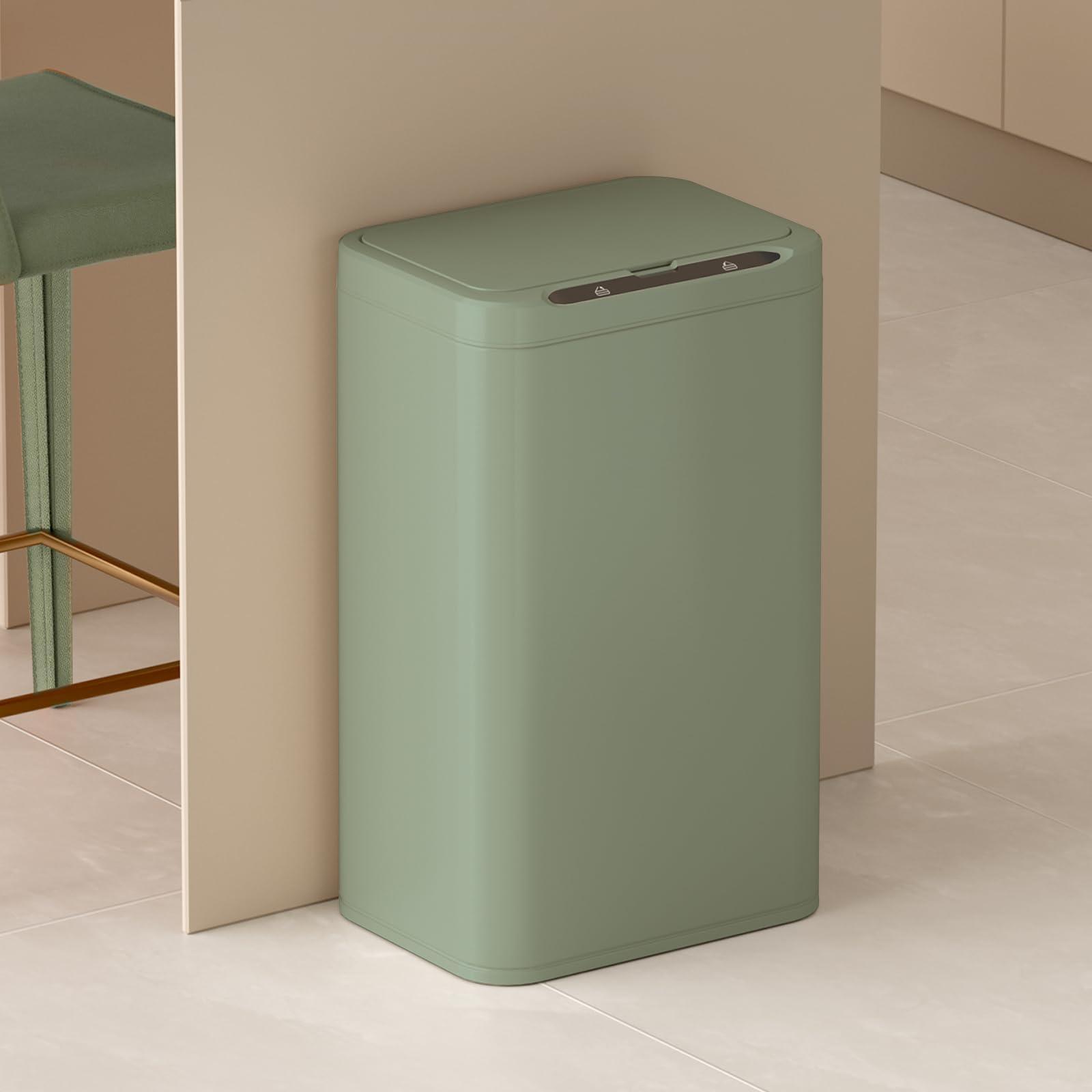 ELPHECO Stainless Steel Office Trash Can Motion Sensor Garbage Can Touchless Smart Trash Can Automatic Waste Bin for Kitchen, Office, Bathroom (